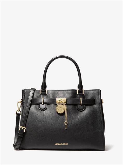 michael kors hamilton medium satchel black|michael kors hamilton satchel bag.